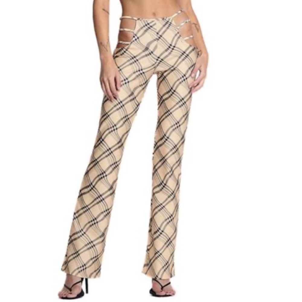 I.AM.GIA Tan Check Plaid Pants